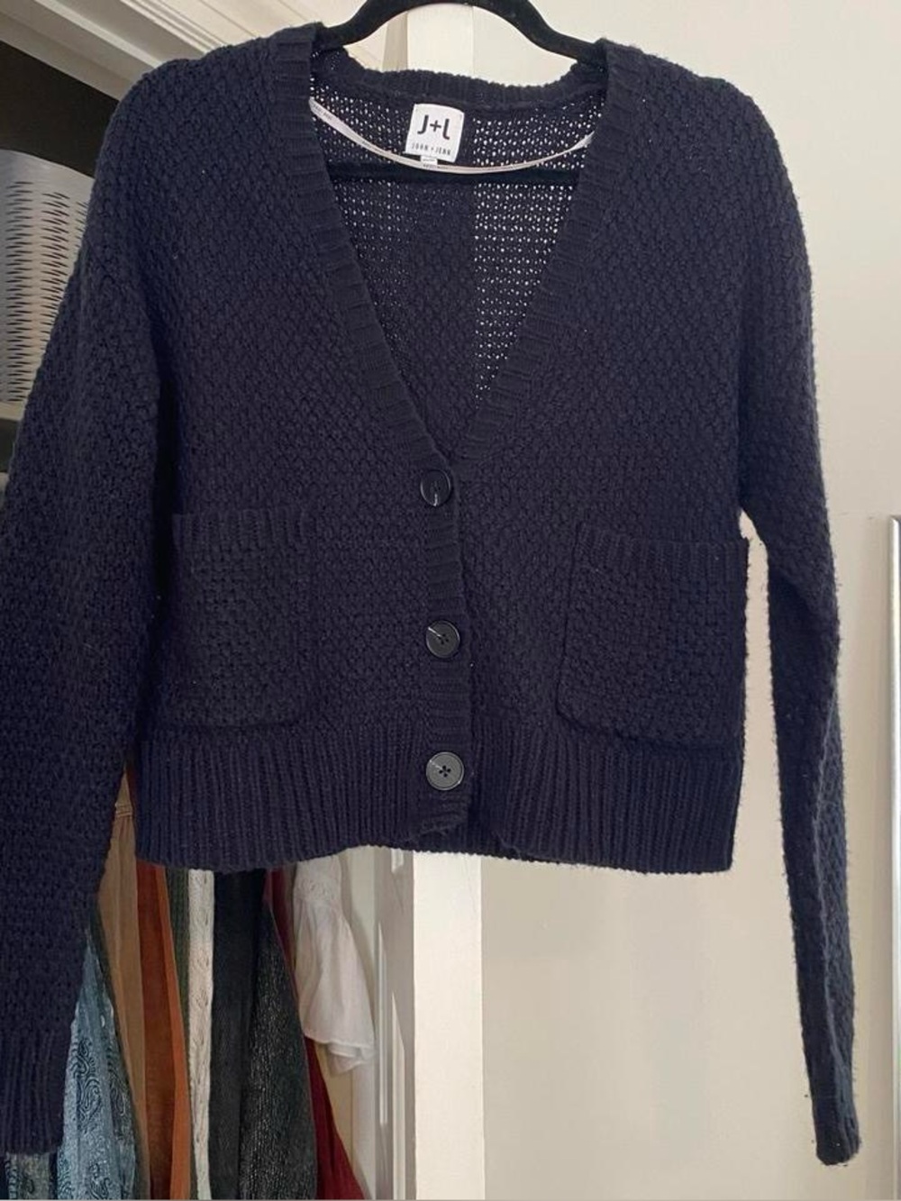 John + Jenn navy black knit cardigan
